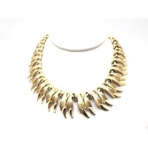 Vintage Mid-Century Modern Gold Plated Choker Necklace, Acorn Fob 1960s, 16 1/2"